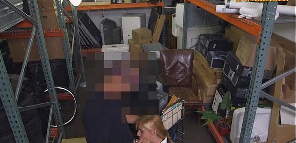  Hot blonde milf pounded by pawn keeper in his pawnshop